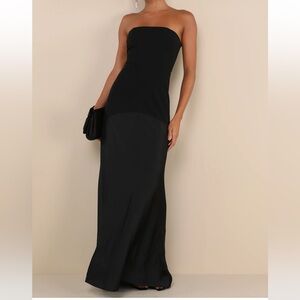 Compelling Style Black Strapless A-Line Maxi Dress